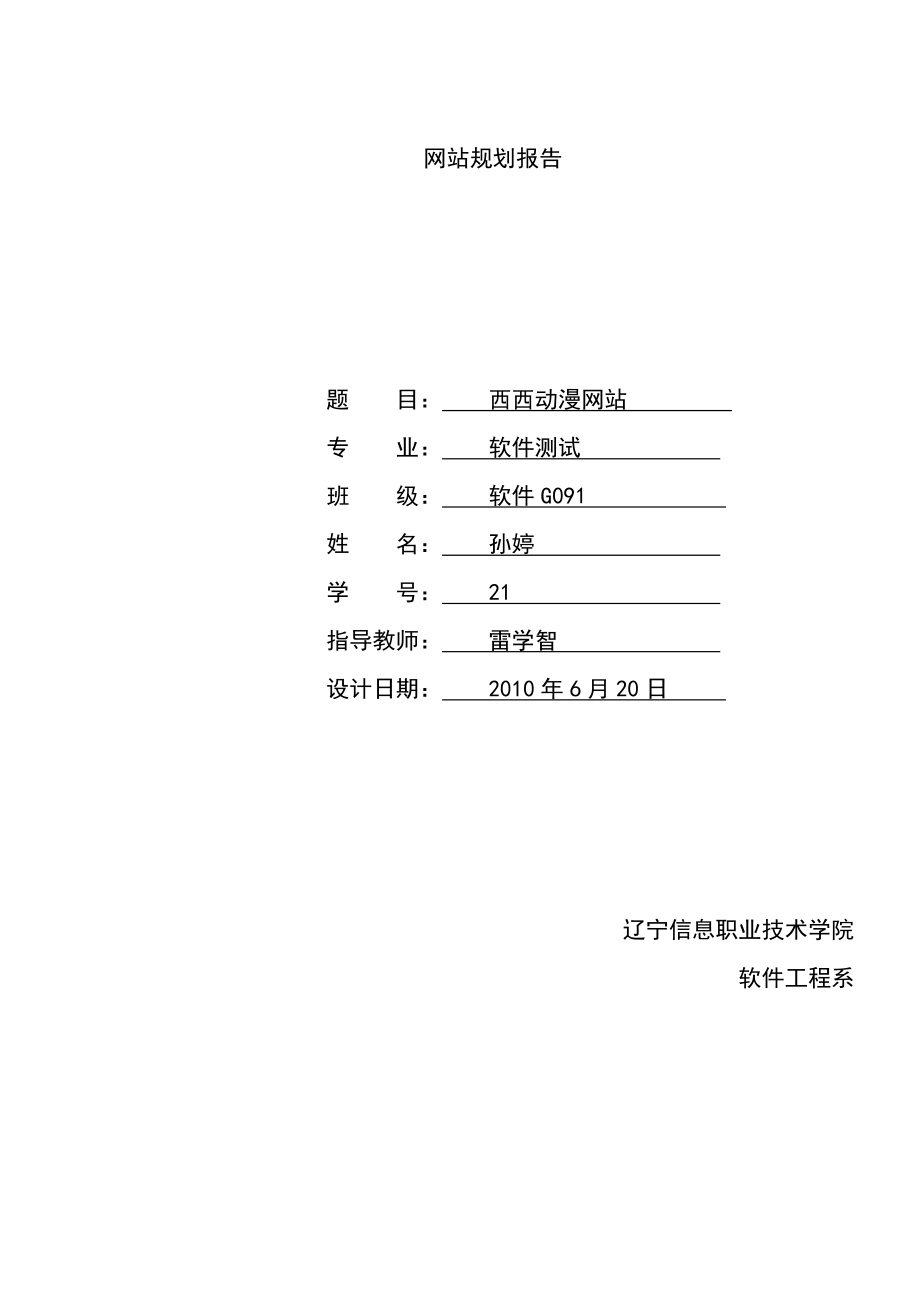 某动漫网站规划报告.docx_第1页