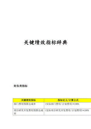 关键绩效指标辞典（DOC 27页）.docx