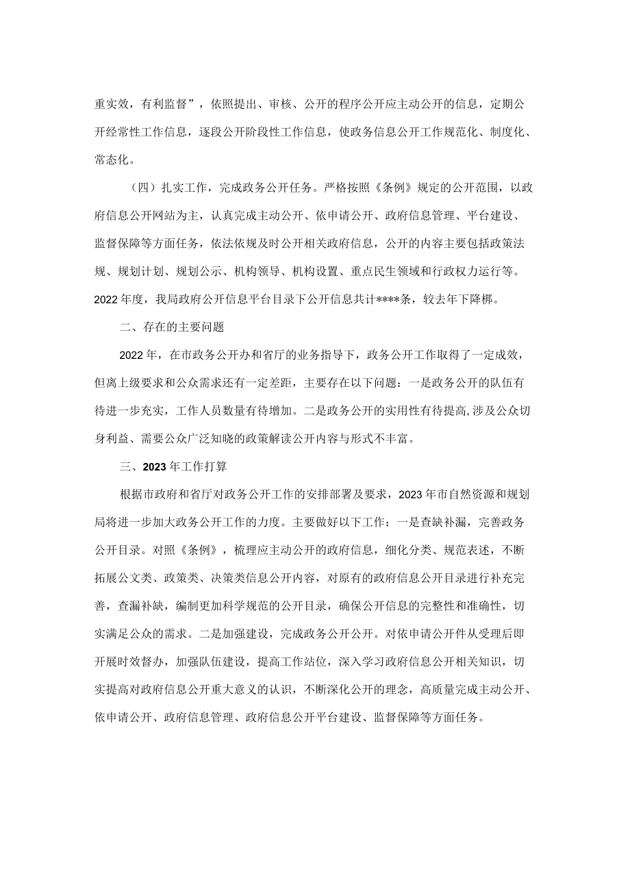 市自然资源和规划局2022年政务公开工作总结.docx_第2页