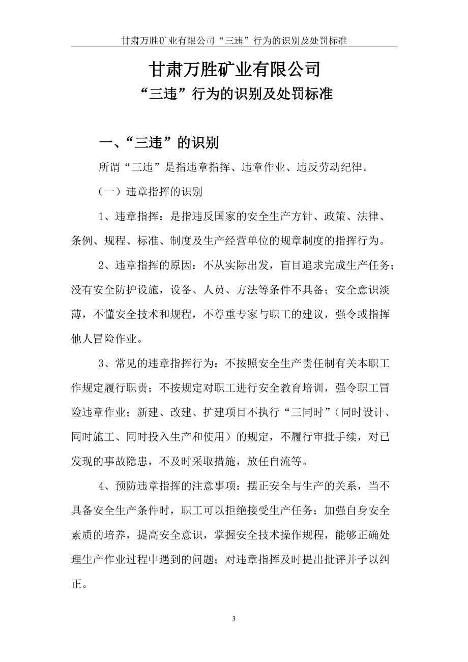 某某矿业有限公司“三违”行为的识别及处罚办法标准.doc_第3页