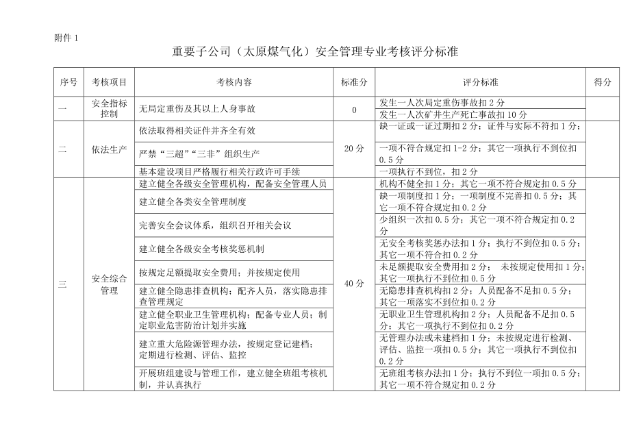 安全管理专业考核评分标准附件.docx_第1页