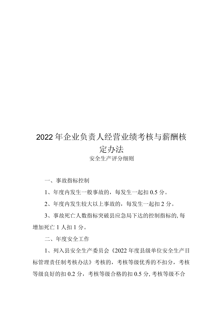 2022年企业负责人经营业绩考核与薪酬核定办法.docx_第1页