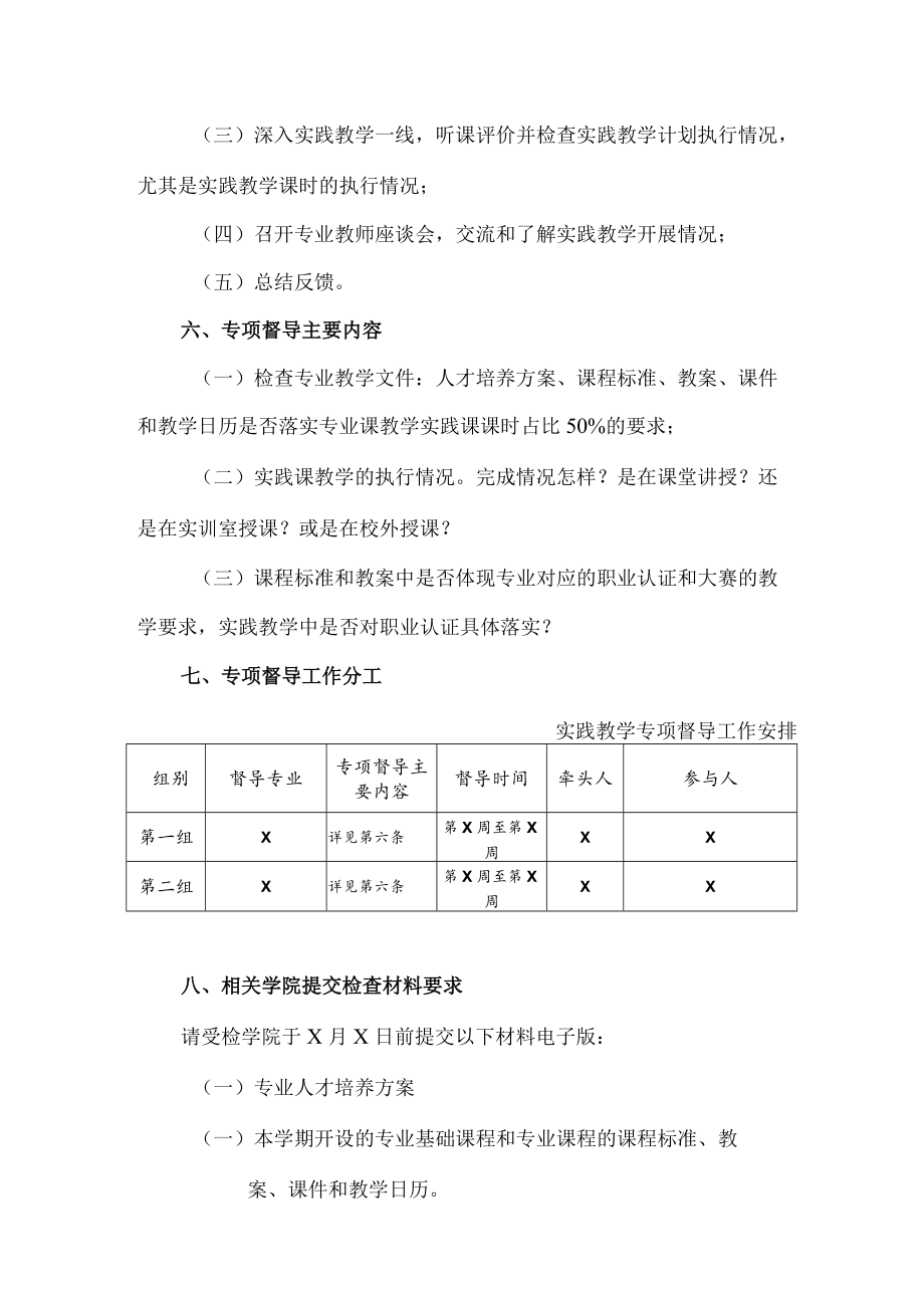 XX职业技术学院实践教学专项督导工作方案.docx_第2页