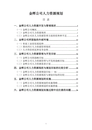 山西金晖煤焦化工—人力资源规划.docx