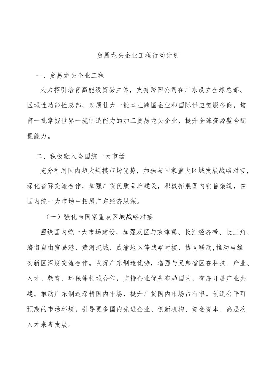 贸易龙头企业工程行动计划.docx_第1页