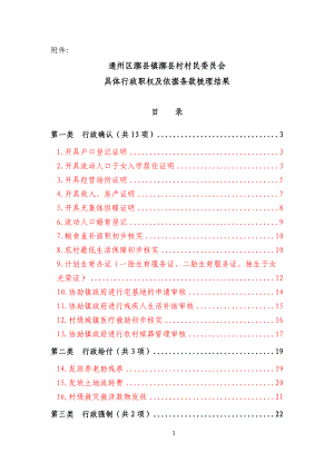 某某村民委员会具体行政职权及依据条款梳理结果.doc