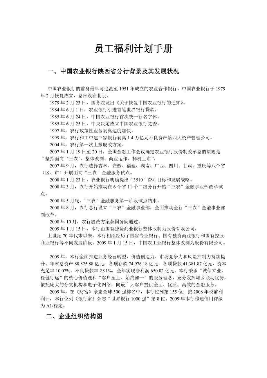 某银行员工福利计划手册.docx_第1页