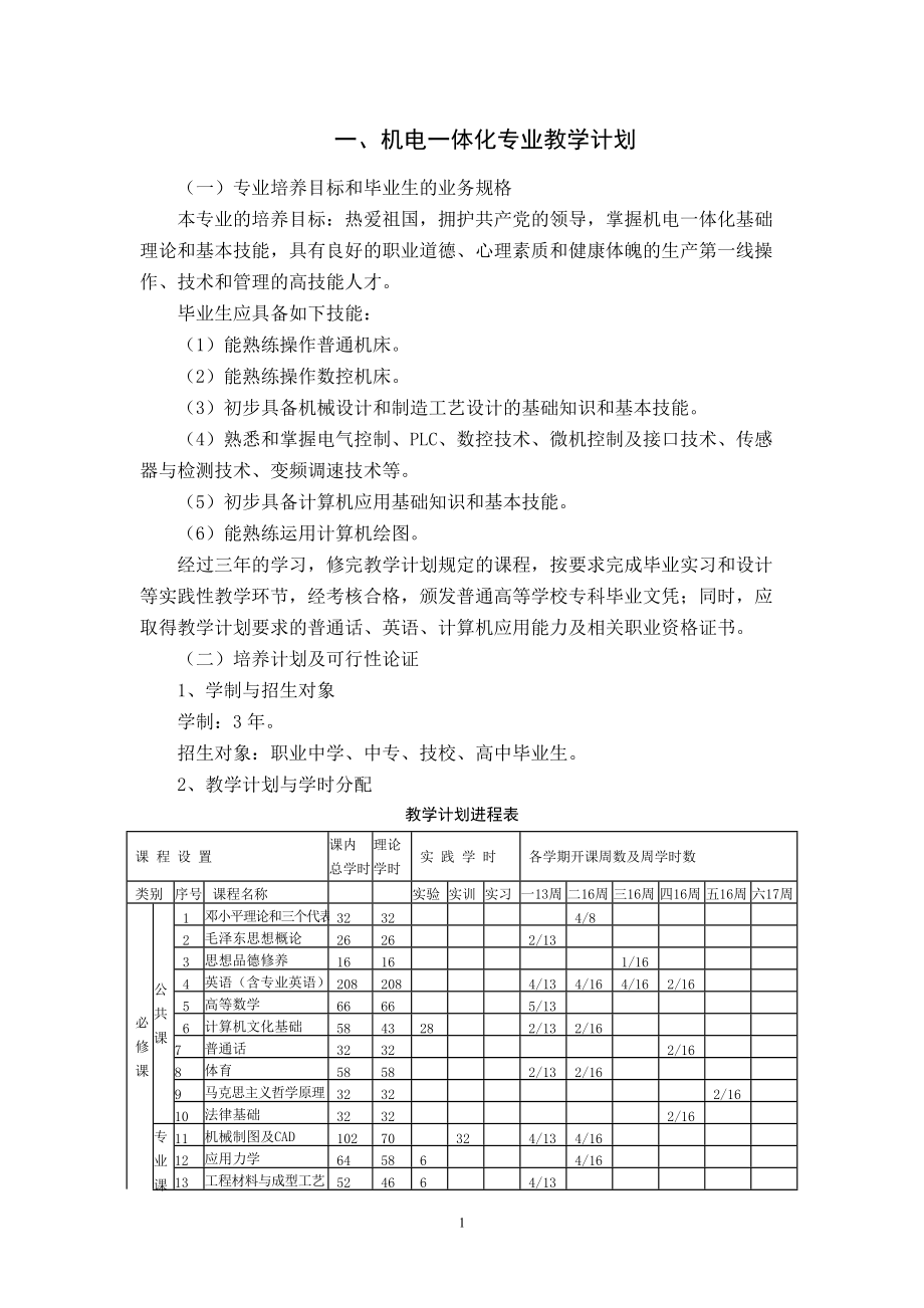 机电一体化专业人才培养方案-济宁职业技术学院首页.docx_第2页