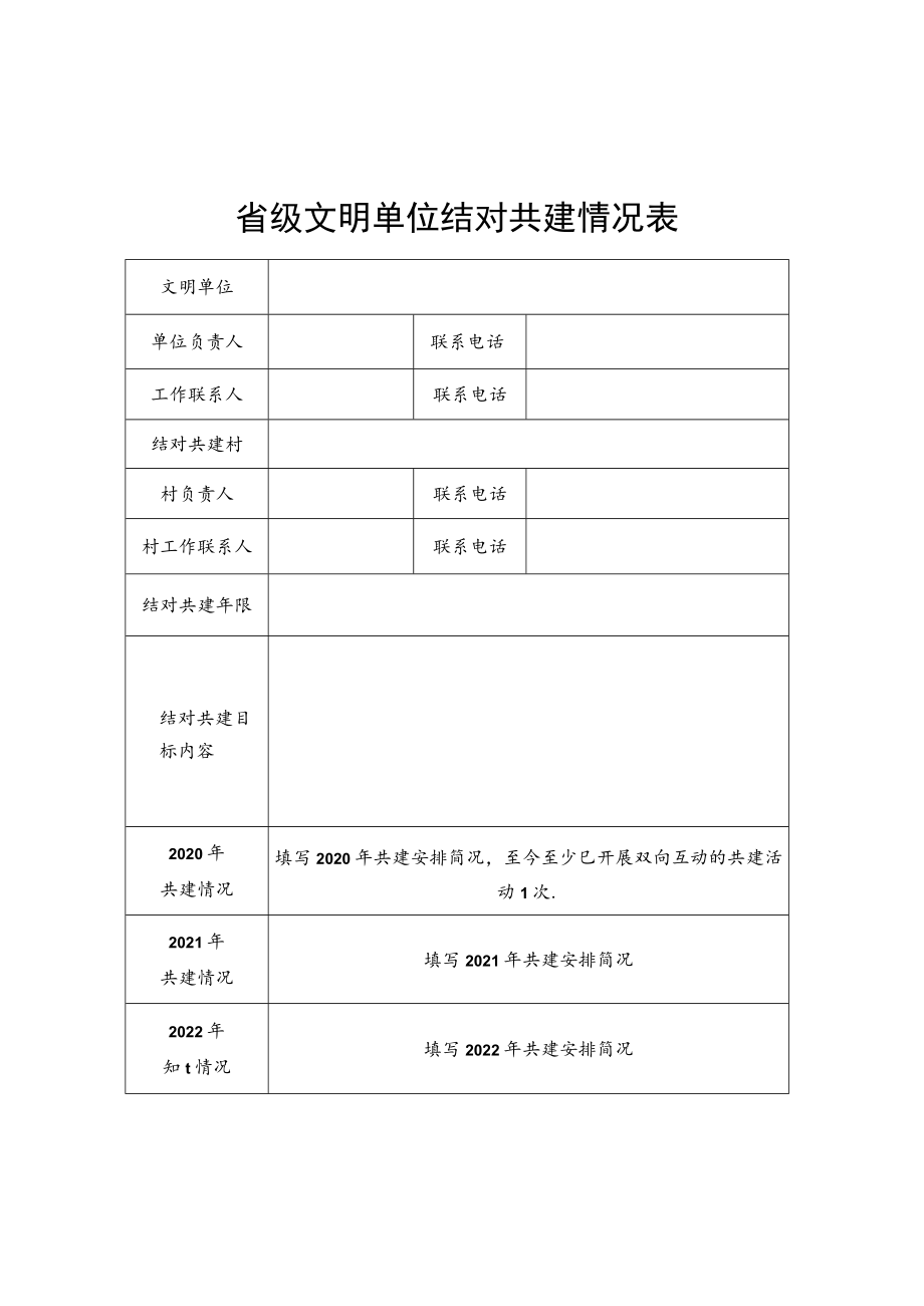 文明单位深入开展“双万结对、共建文明”结对共建情况表及协议书.docx_第1页