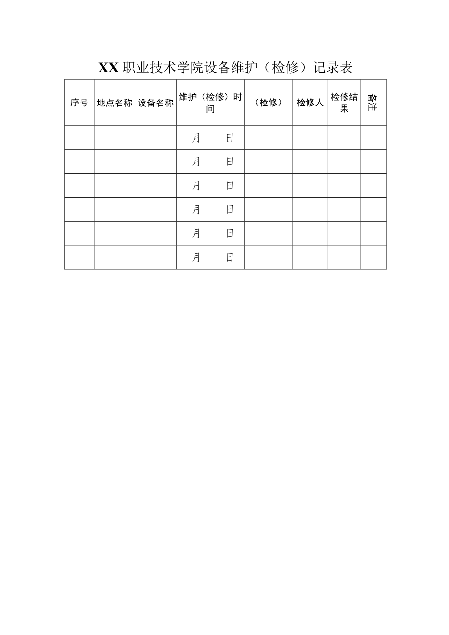 XX职业技术学院设备维修申请表、维修记录表.docx_第2页