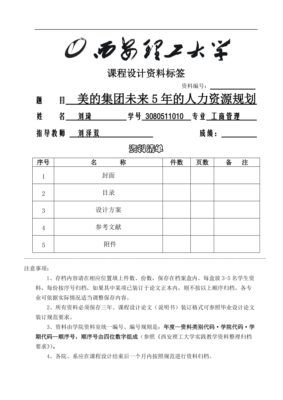 美的公司人力资源规划.docx_第1页