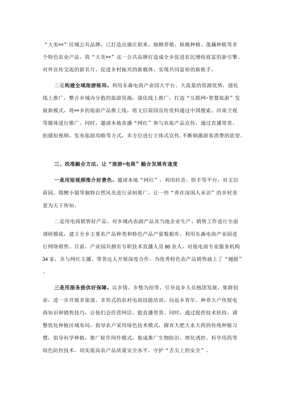 乡镇“旅游+电商”融合发展经验交流材料.docx_第2页