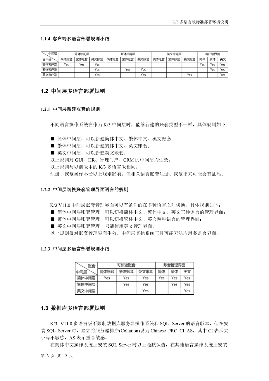 金蝶K3多语言版标准部署环境说明(成长版、标准版、精益版).docx_第3页