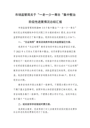 市场监管局关于“一老一少一青壮”集中整治阶段性进展情况总结汇报.docx