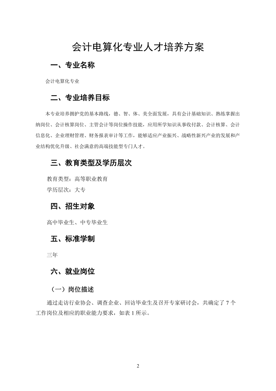 财务会计与电算化人才管理知识培养方案.docx_第3页