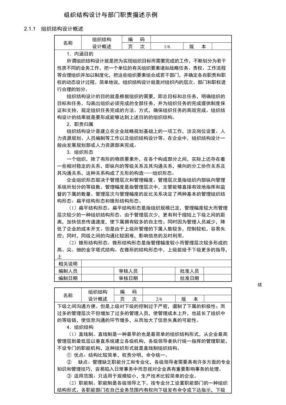 组织结构设计与部门职责描述示例.docx_第1页