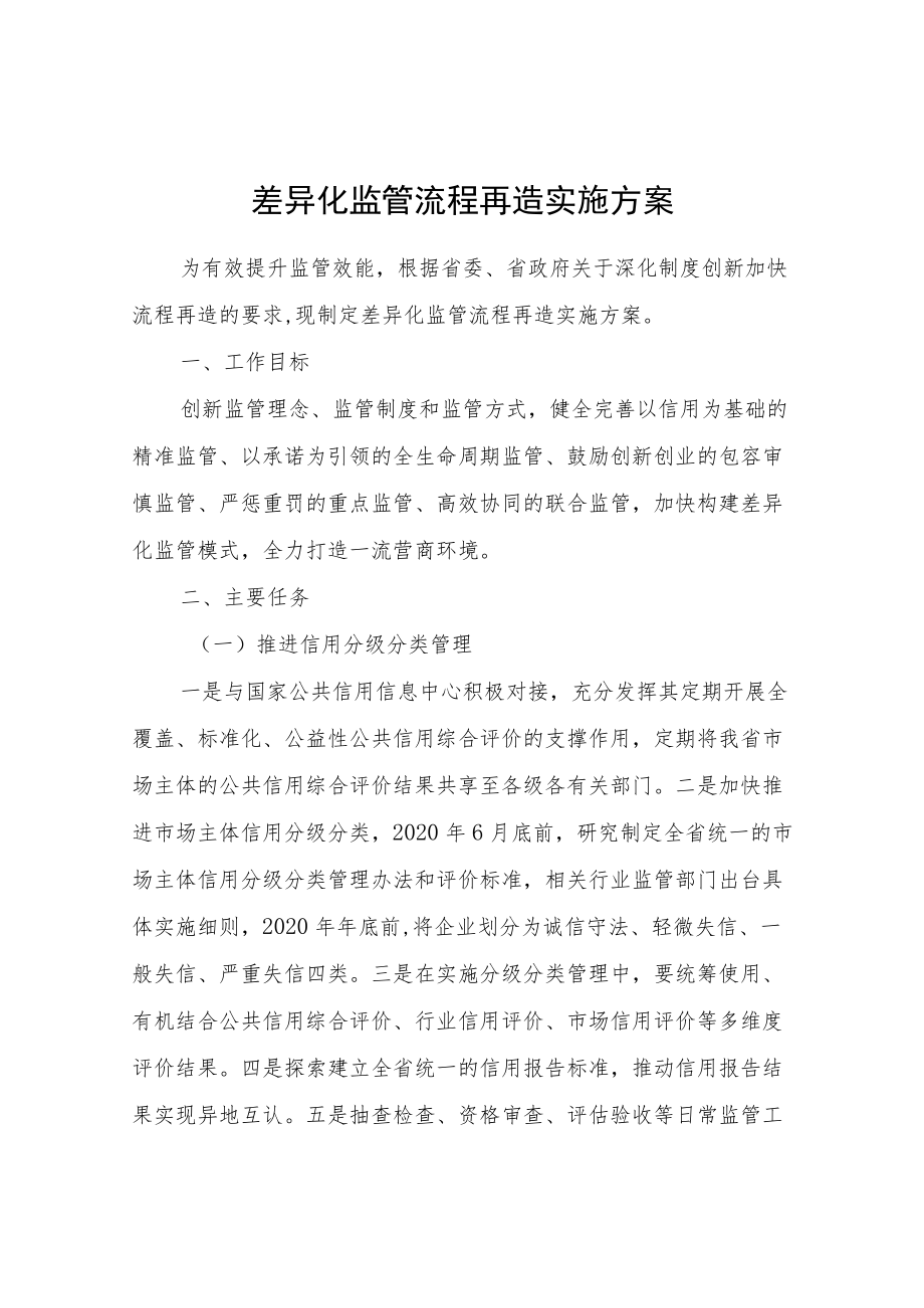 差异化监管流程再造实施方案.docx_第1页