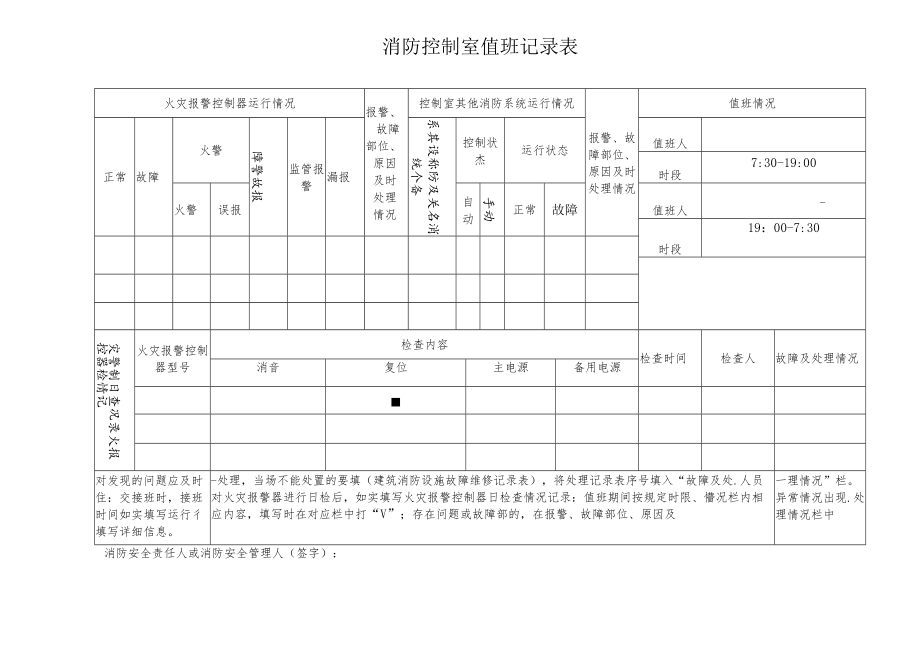 消防控制值班纪录表（通用）.docx_第1页