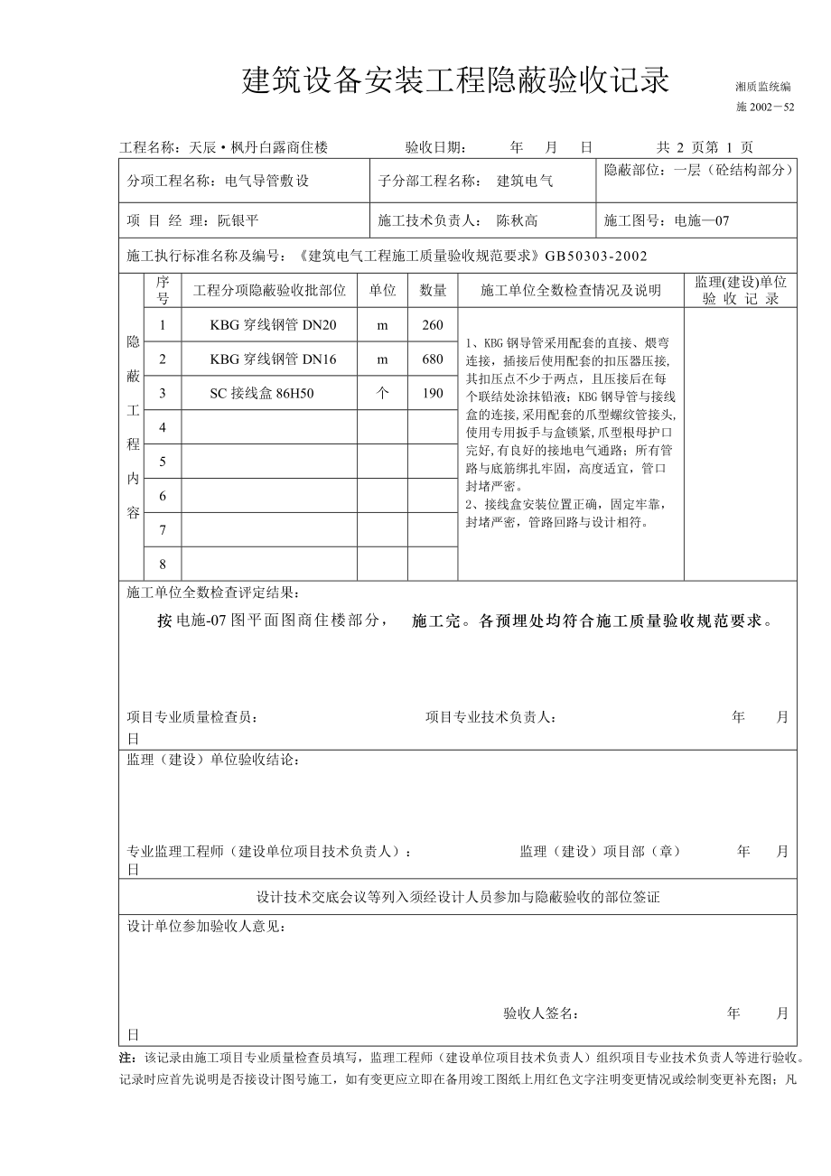 建筑设备安装工程隐蔽验收记录.docx_第1页