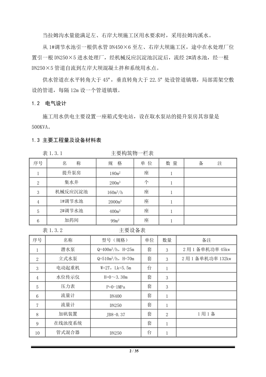 乌弄龙水电站大坝供水系统施工技术方案(宏昌).docx_第2页