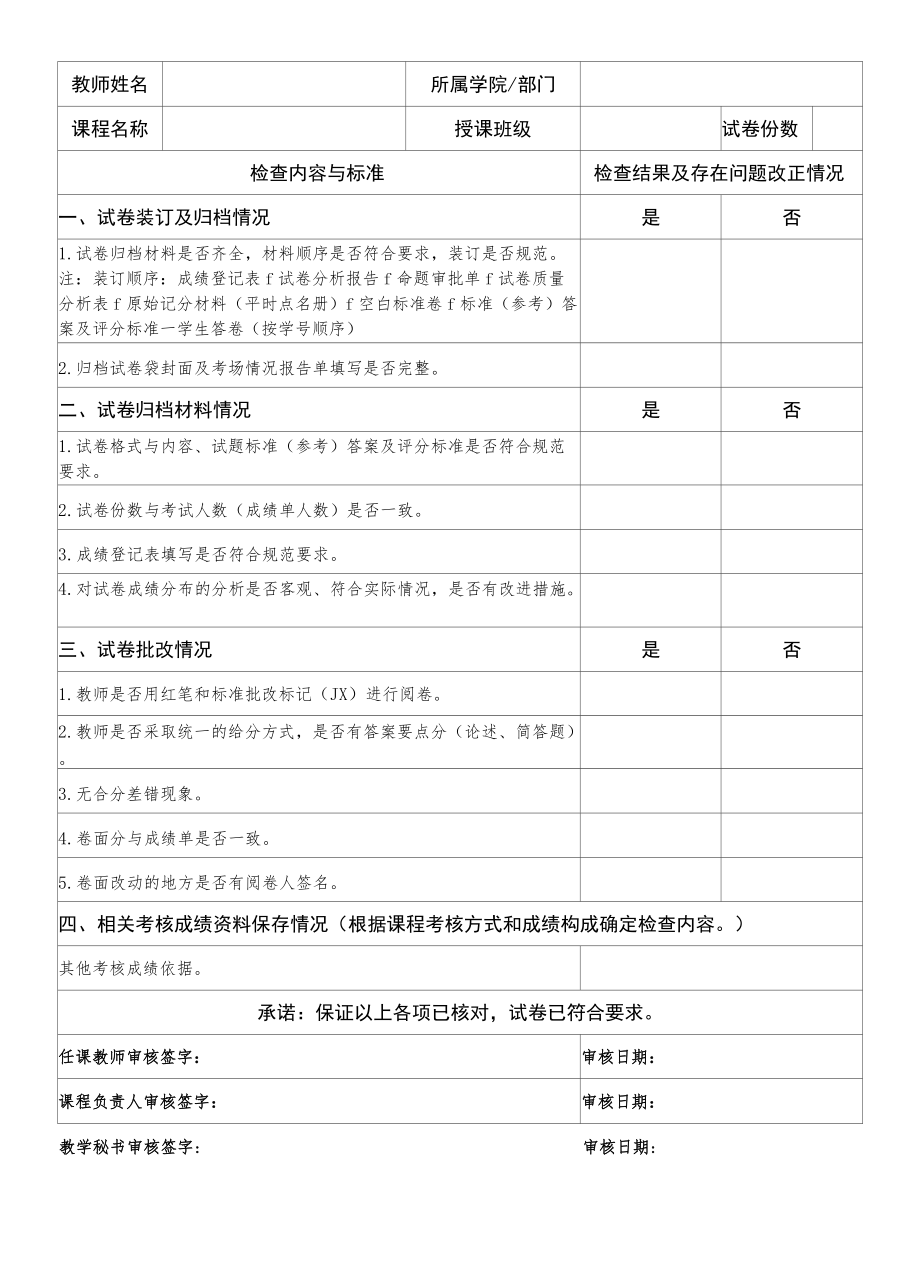 温州商学院存档试卷审核检查记录表.docx_第2页