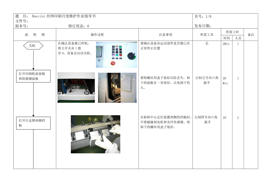 丝印设备月度维护维修手册.docx_第1页