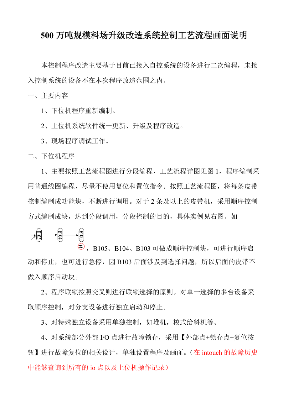 500万吨规模料场升级改造工艺流程控制画面说明.docx_第1页