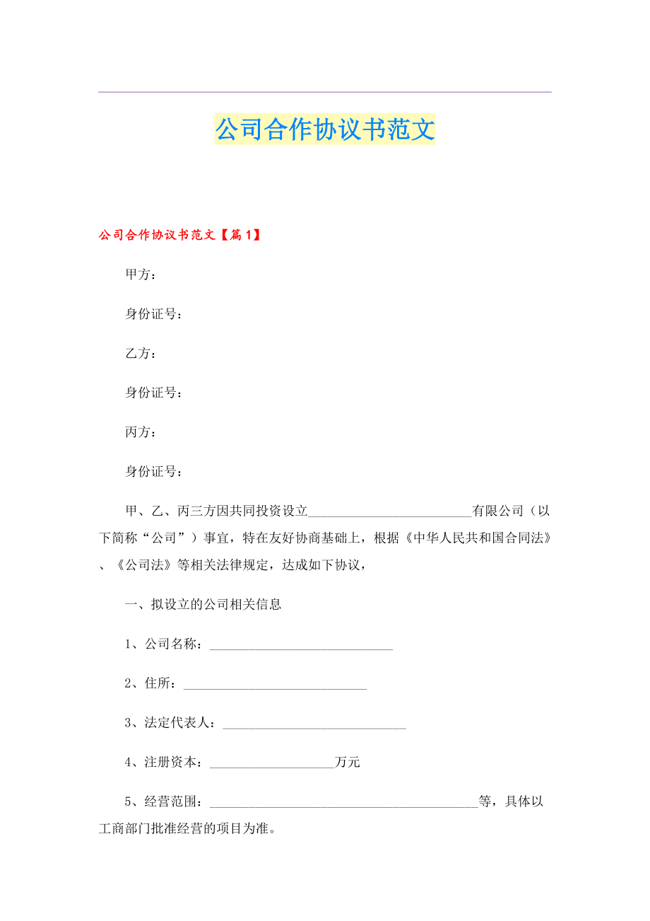 公司合作协议书范文.doc_第1页