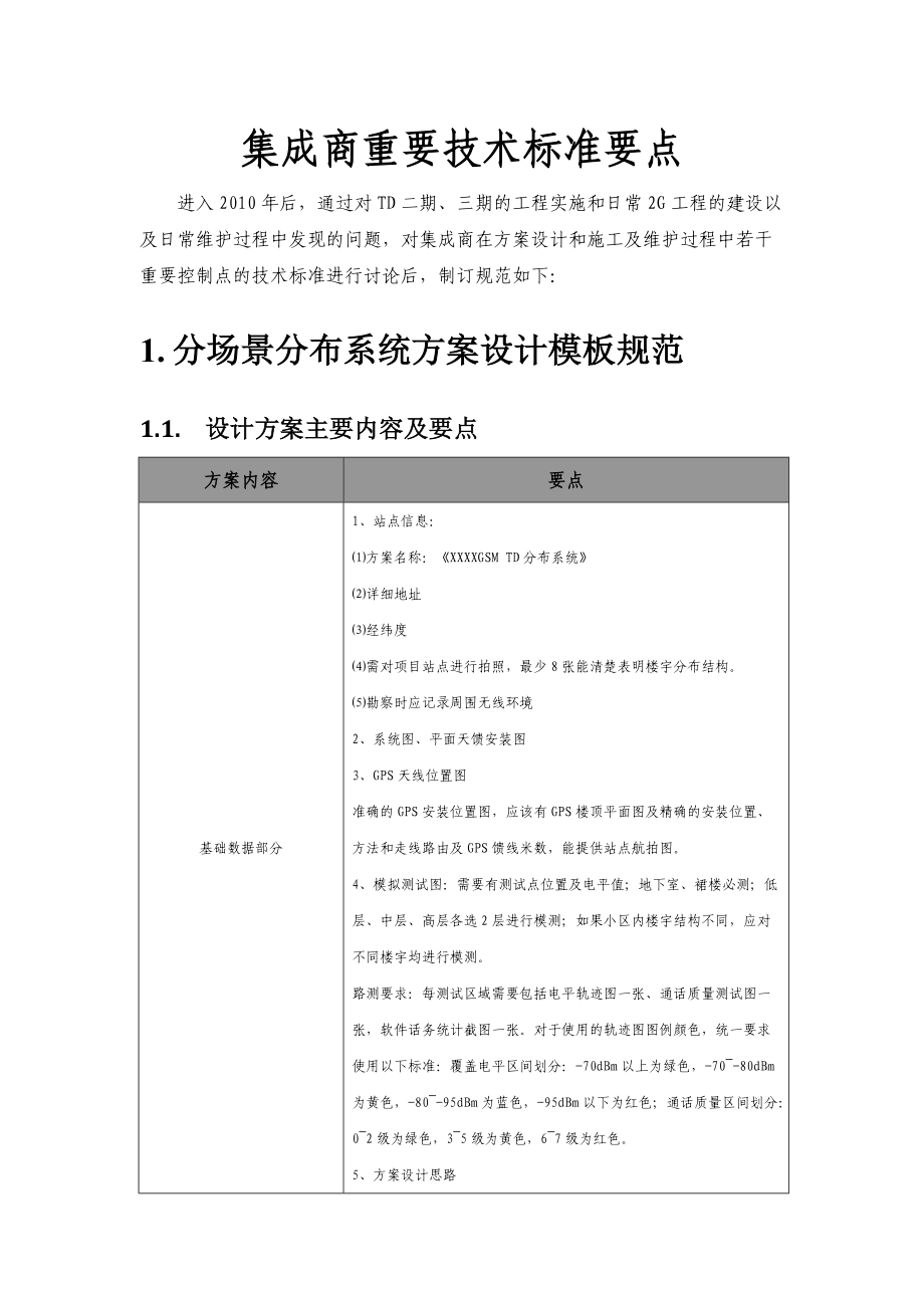 室内分布集成商重要技术标准要点v1.docx_第1页