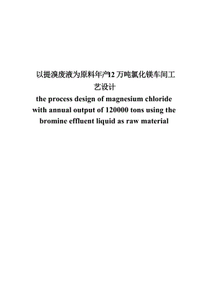 以提溴废液为原料年产12万吨氯化镁车间工艺设计1.docx