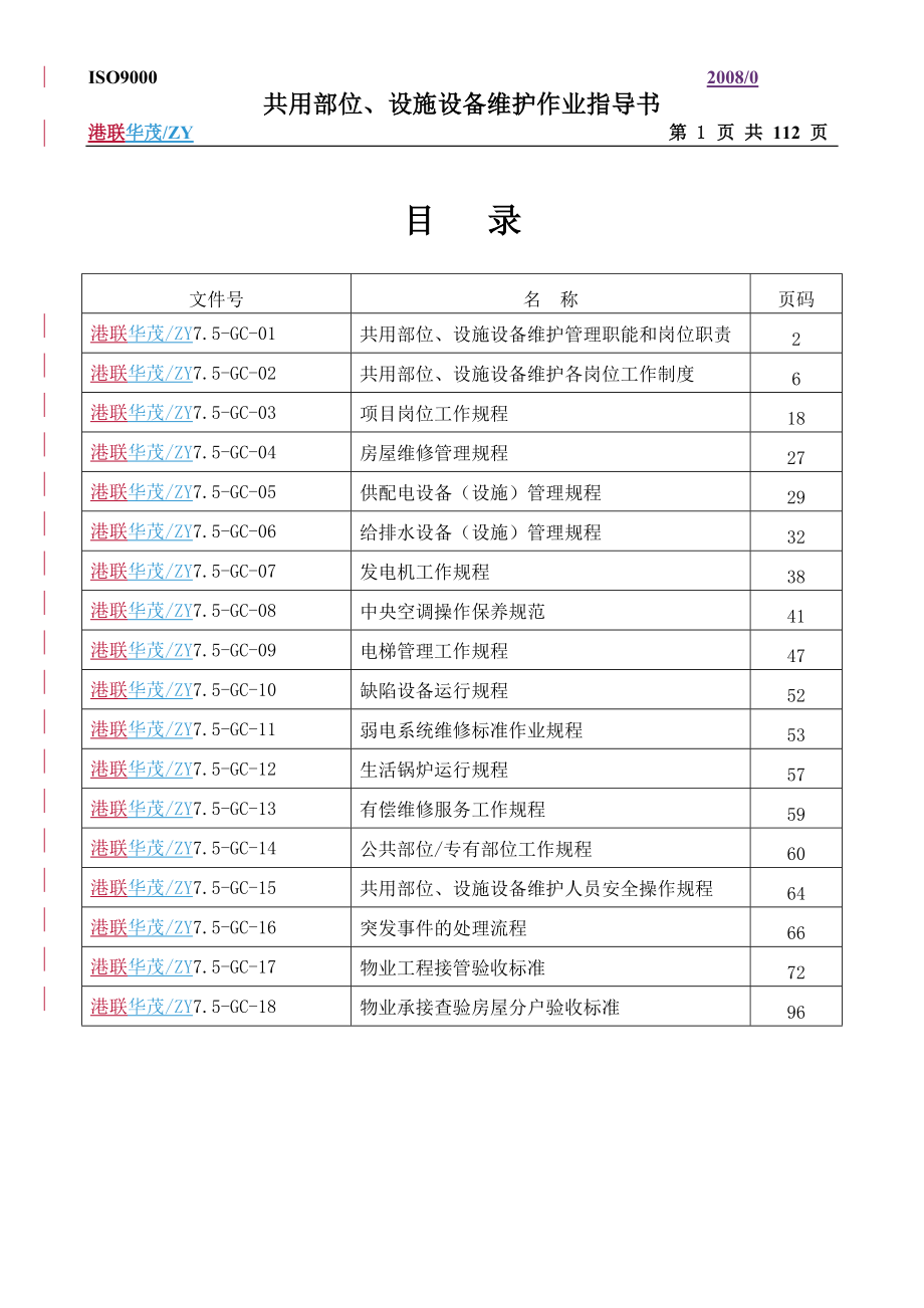 共用部位、设施设备维护作业指导书(修订版).docx_第1页