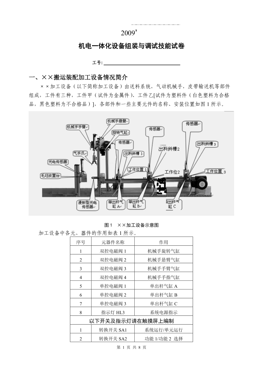 机电一体化设备组装调试练习.docx_第1页