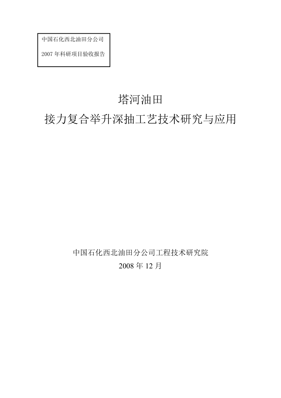 塔河油田接力复合举升深抽工艺技术研究与应用(技术报告).docx_第1页