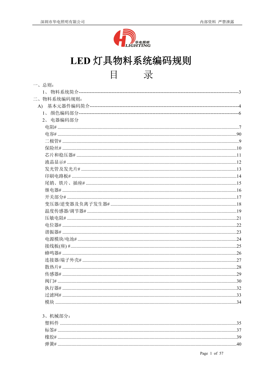 LED灯具公司物料系统编码规则.docx_第1页