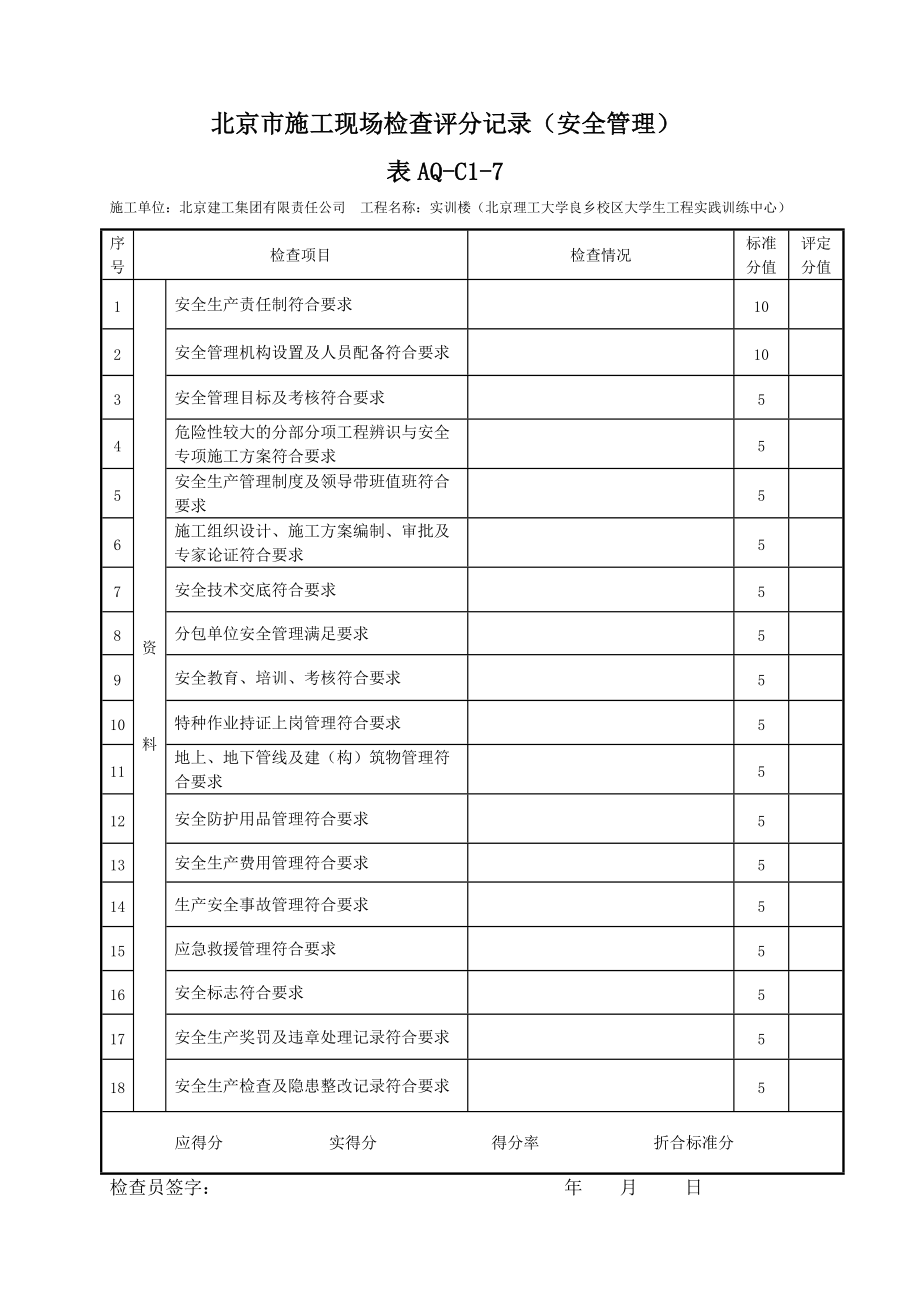 北京市施工现场检查评分记录(汇总表).docx_第2页