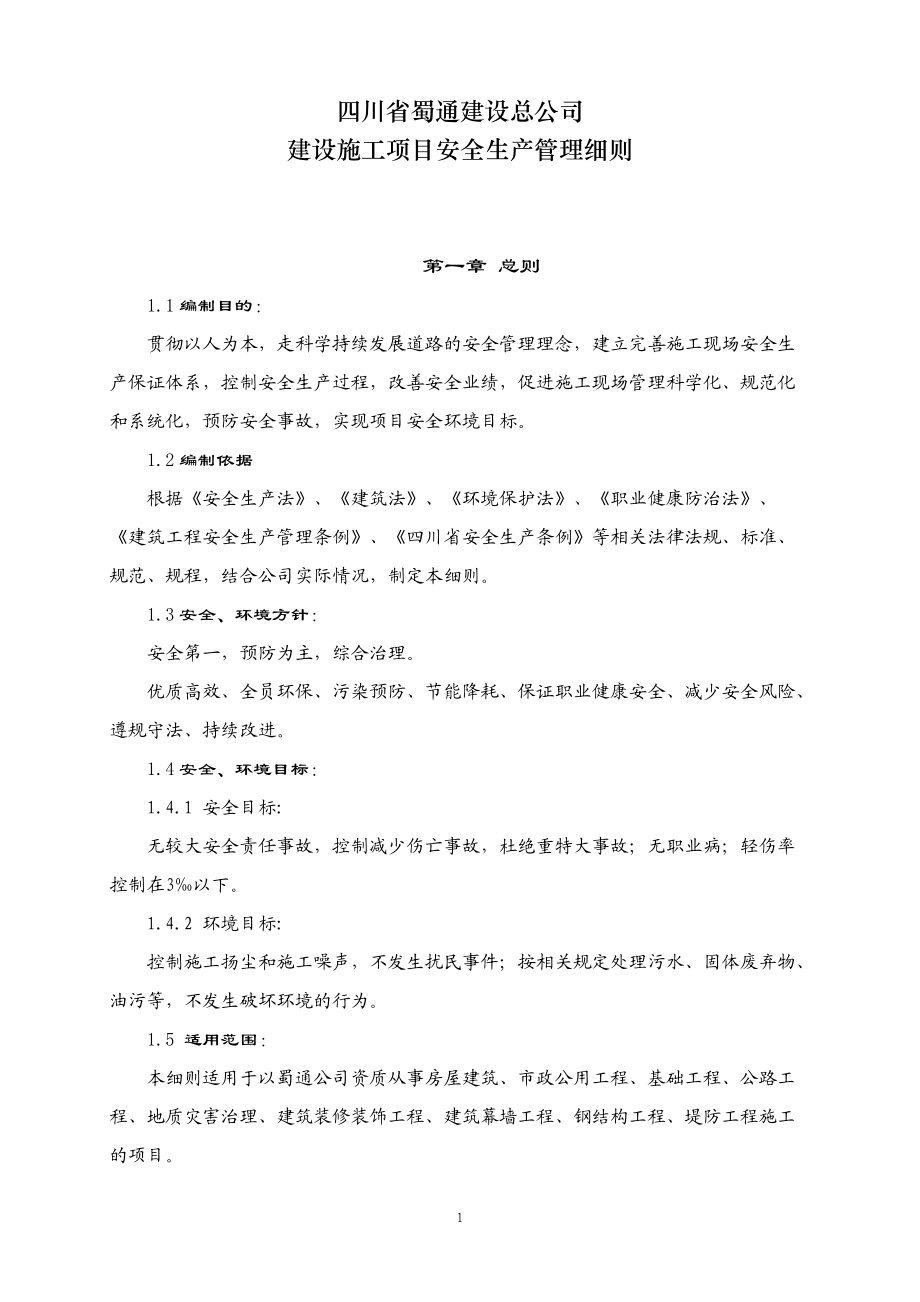 建设施工项目安全生产管理细则(终稿).docx_第1页