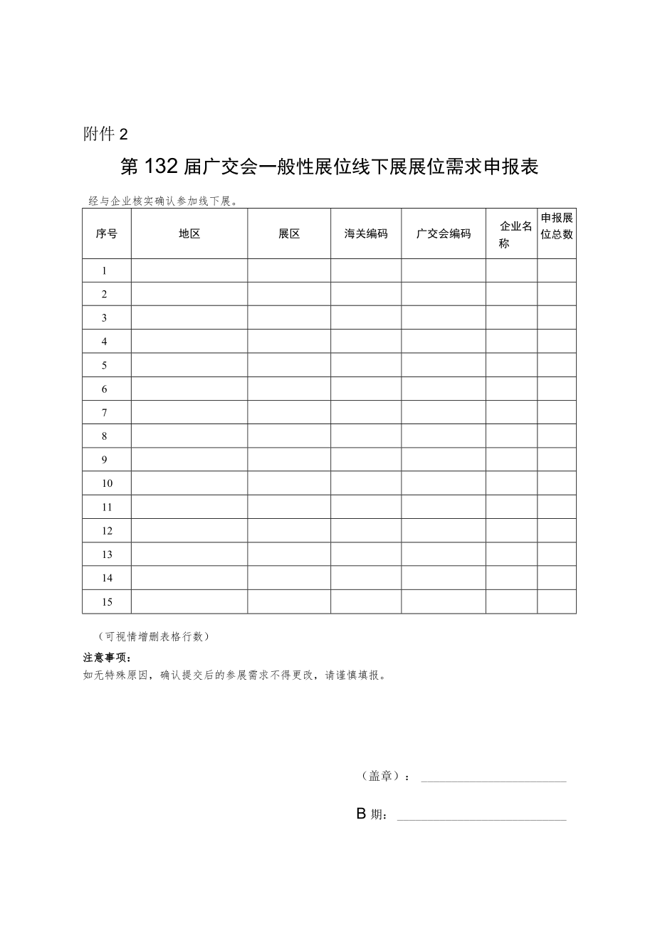 第132届广交会品牌企业、一般性展位线下展展位需求申报表.docx_第2页