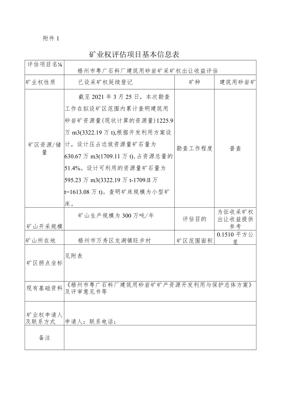 矿业权评估项目基本信息表.docx_第1页