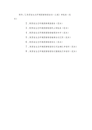 陕西省生态环境损害赔偿启动（立案）审批表、调查报告、磋商会议记录、赔偿协议、司法确认申请书（范本）.docx