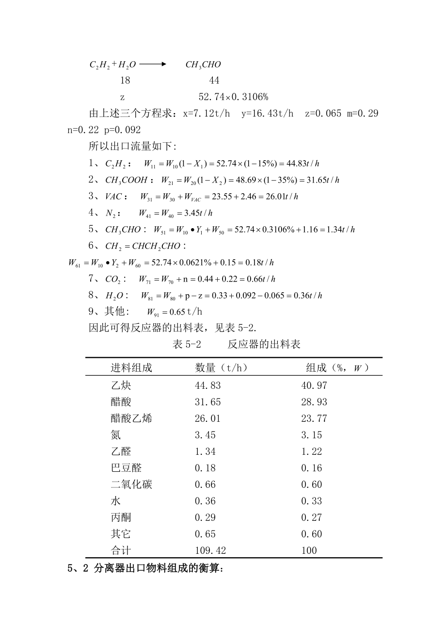 醋酸乙烯合成的物料衡算.docx_第3页