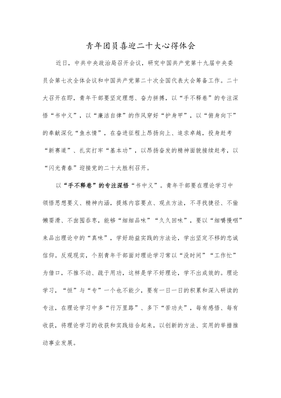 青年团员喜迎二十大心得体会.docx_第1页