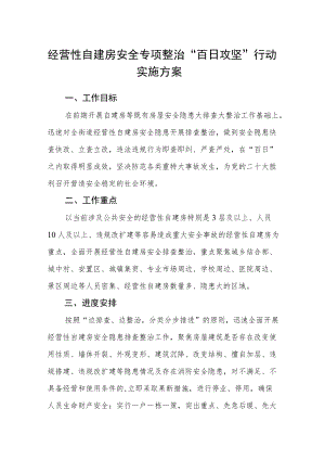 经营性自建房安全专项整治 “百日攻坚”行动实施方案.docx