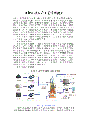 高炉炼铁生产工艺流程简介.docx