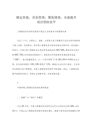 锁定价值夯实管理聚焦绩效全面提升项目管控水平.docx