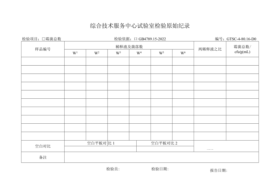 霉菌原始记录GB2010.docx_第1页