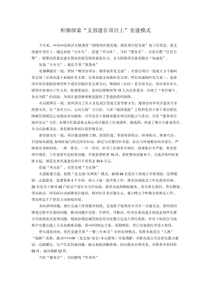 积极探索党建工作新模式经验交流材料.docx