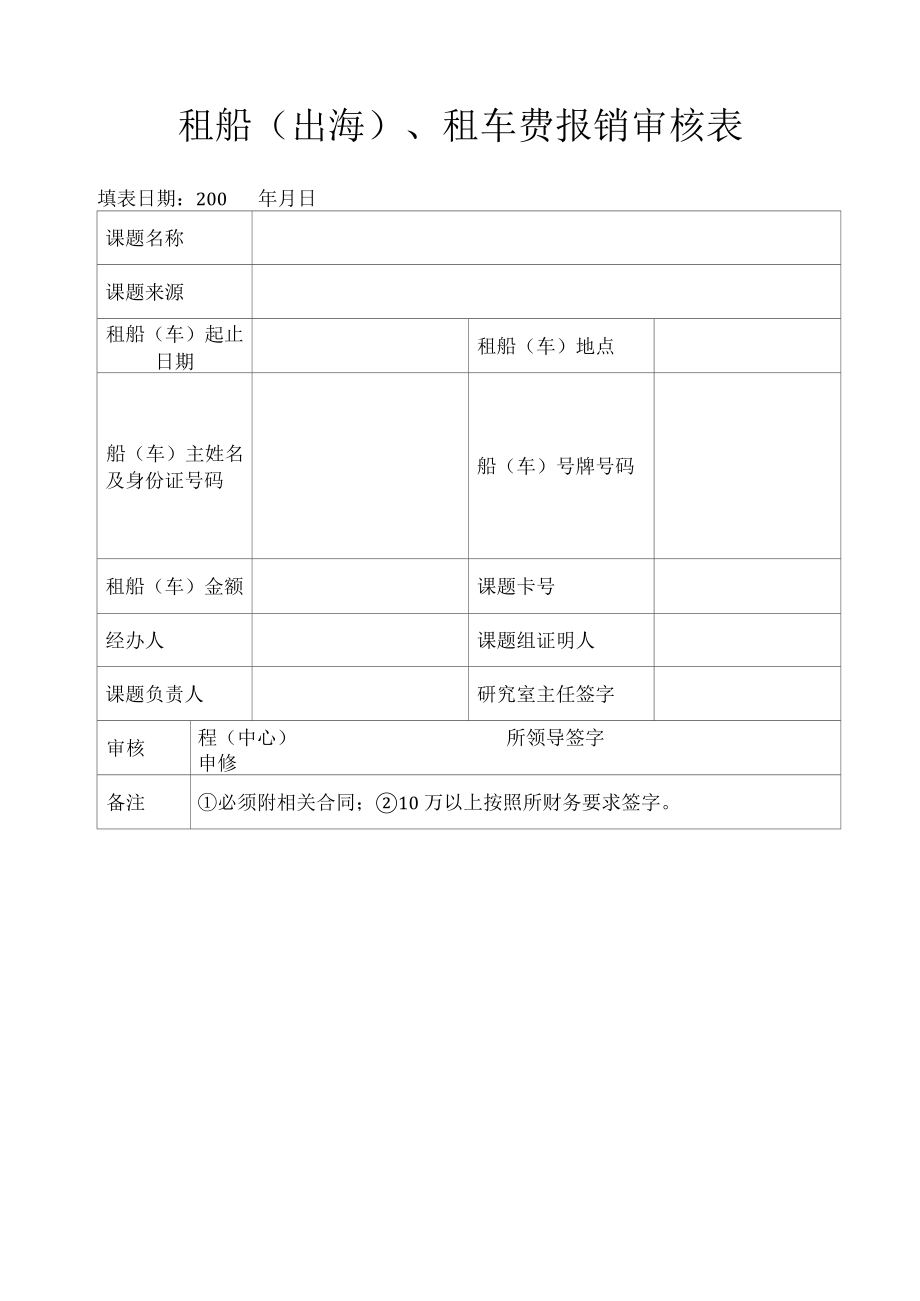 租船(出海)、租车费报销审核表.docx_第1页