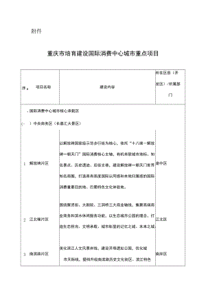 重庆市培育建设国际消费中心城市重点项目.docx