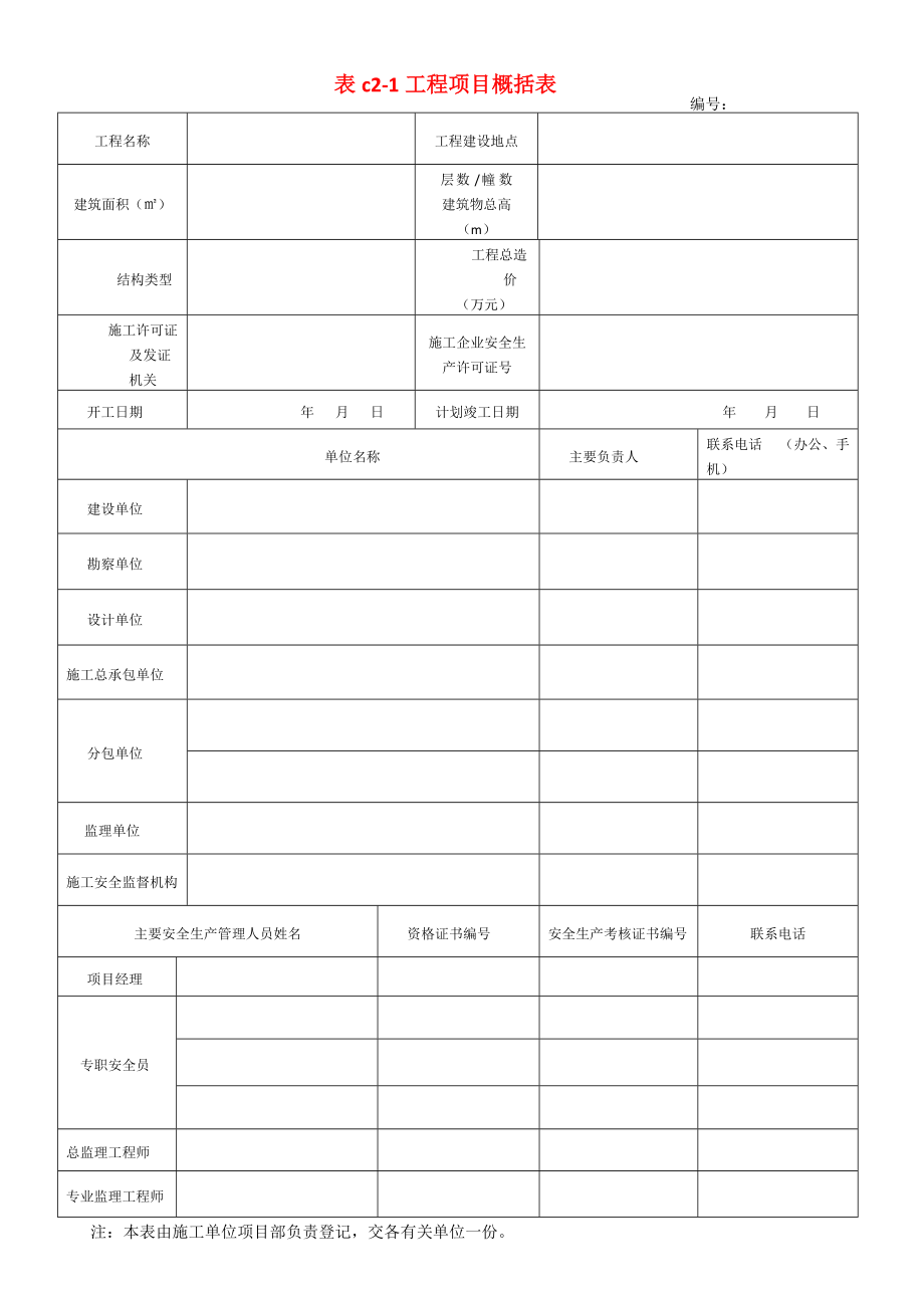 某某建筑施工安全技术范本管理标准表格.doc_第1页