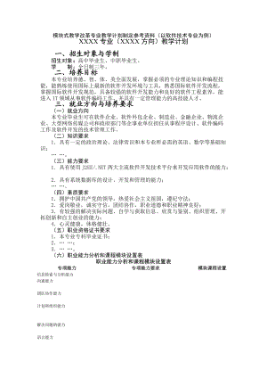 模块式教学改革专业教学计划制定参考资料.docx